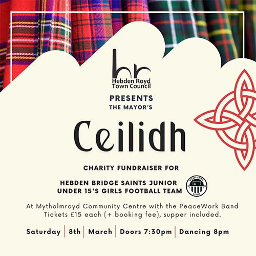 Promotional flyer for the Mayor's Charity Ceilidh. 