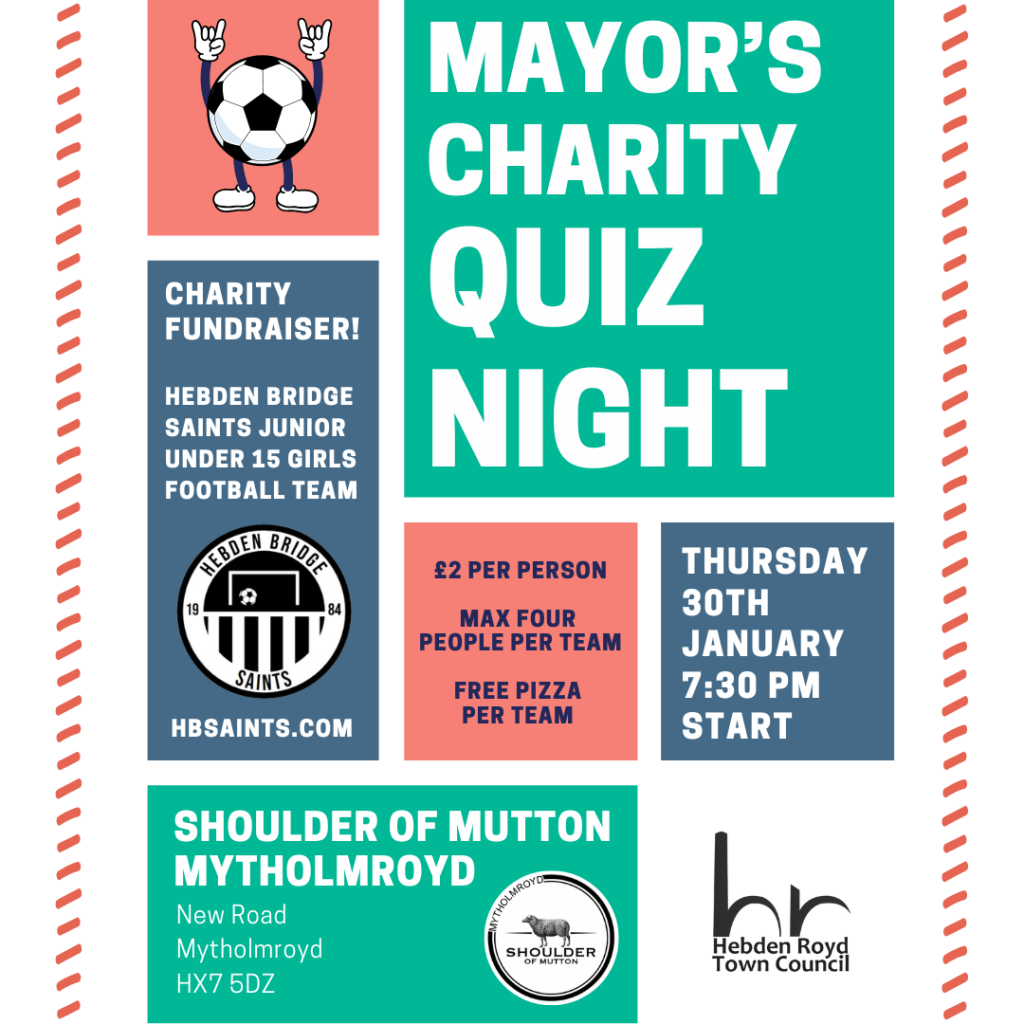 Promotional flyer for the Mayor's Charity Quiz night.